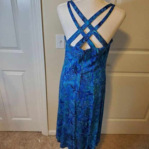Dawn Joy Vintage Blue Bohemian Rayon Dress - Picture 8 of 11